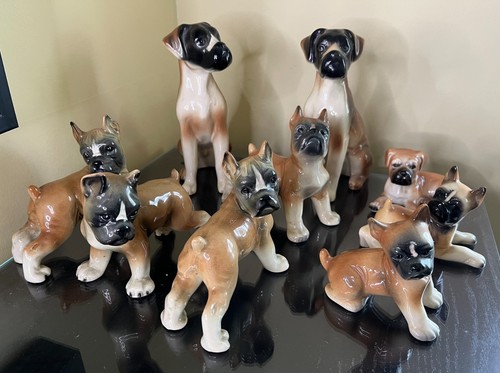Vintage boxer dog figurines - vintage,