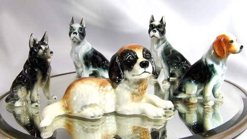 Lot vintage porcelain dog - vintage,